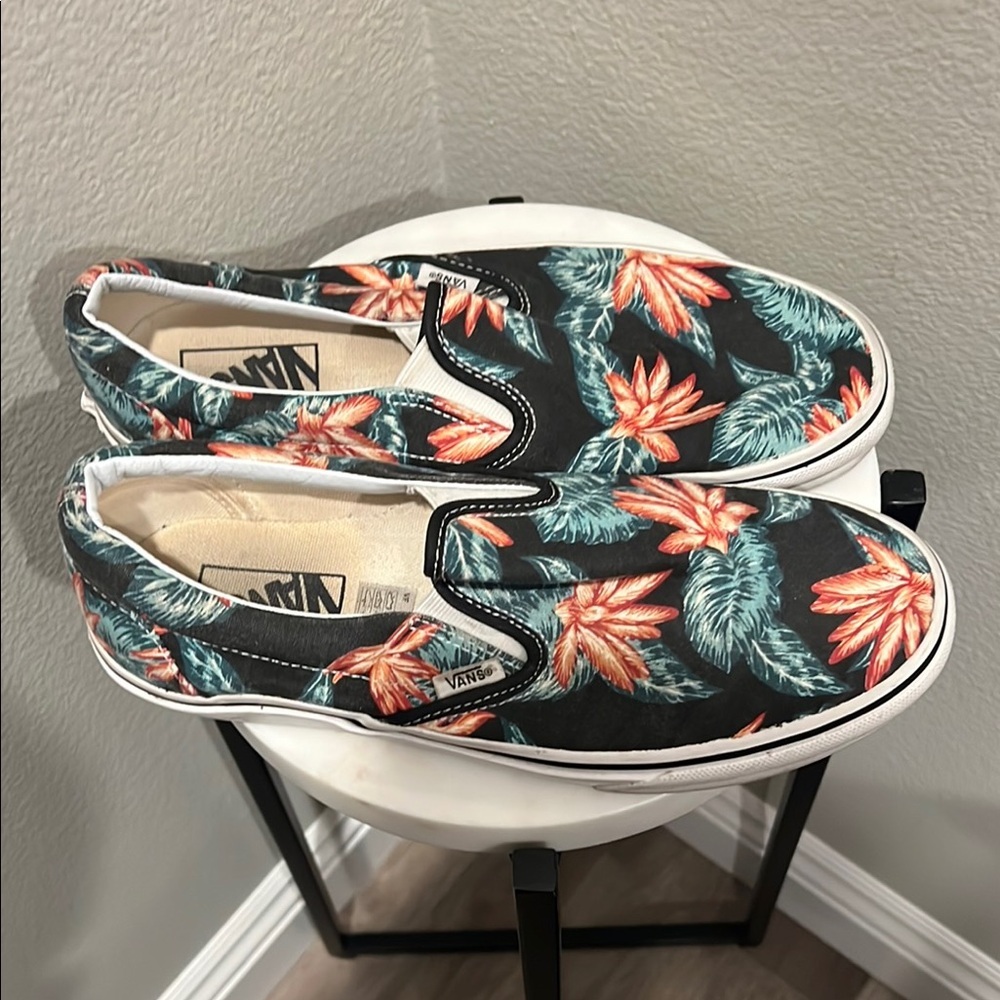 Vans Black Hawaiian Floral Slip-On Sneakers
